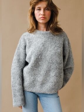 Le Bon Shoppe Envie Sweater Boucle Knit  Heather Grey M/L
